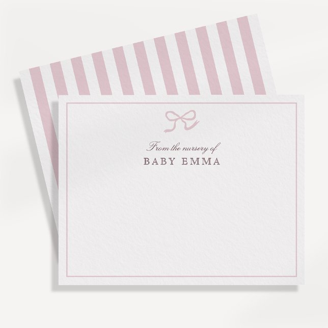 Pink Bow & Stripes From the Nursery of, Thank you Invitation (Creator Uploaded)
