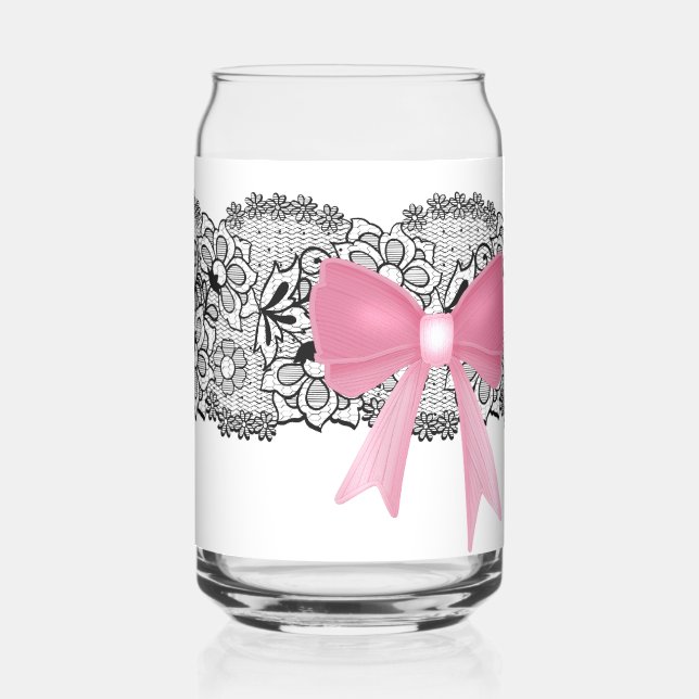 pink bow style can glass (Left)