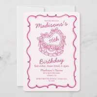 Pink Bow Sweet 16 Heart Coquette Cake Birthday