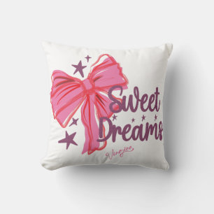 Pink Bow "Sweet Dreams" Glitter Typography Cushion