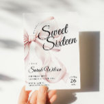 Pink Bow Sweet Sixteen Birthday Invitation<br><div class="desc">Pink Bow Sweet Sixteen Birthday Invitation for a modern bow aesthetic 16th birthday celebration</div>