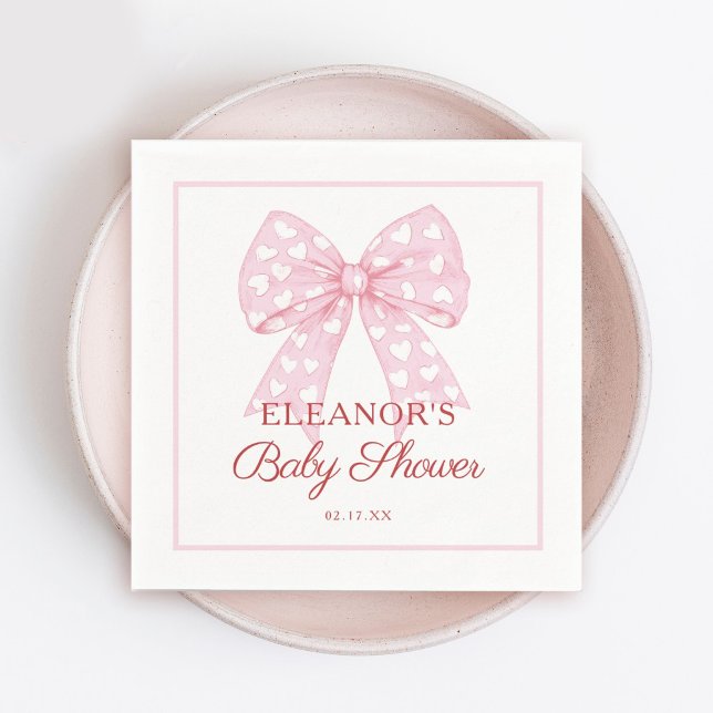 Pink Bow Sweetheart Baby Shower Napkin (Creator Uploaded)