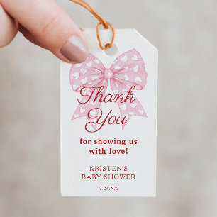 Pink Bow Sweetheart Baby Shower Thank You Gift Tags
