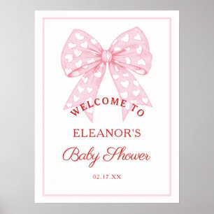 Pink Bow Sweetheart Baby Shower Welcome Poster