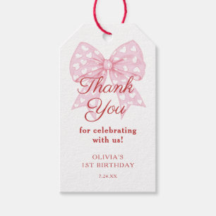 Pink Bow Sweetheart Girl Birthday Party Gift Tags