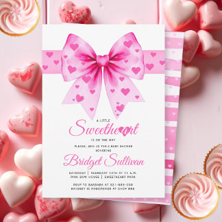 PInk Bow Sweetheart girl Valentine's Baby shower Invitation