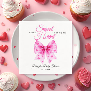 Pink Bow Sweetheart girl Valentine's Baby shower Napkin