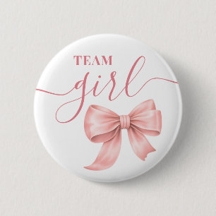 Pink Bow Team Girl Gender Reveal Party Vote 6 Cm Round Badge
