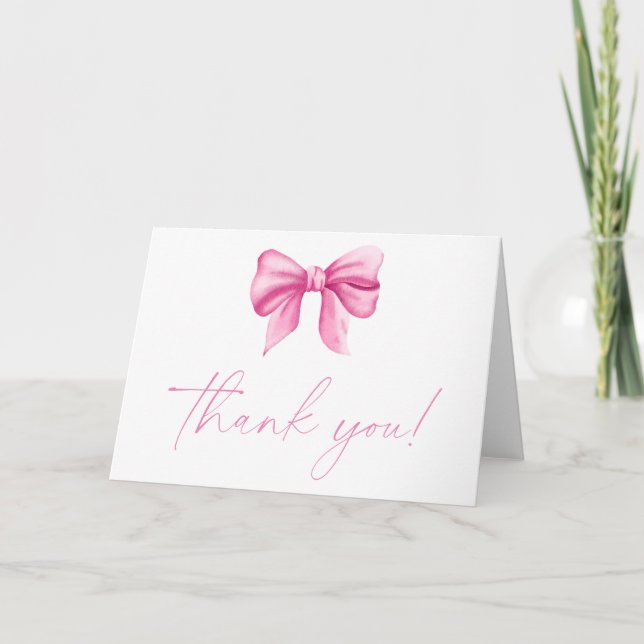 Pink Bow Thank You Card (Front)