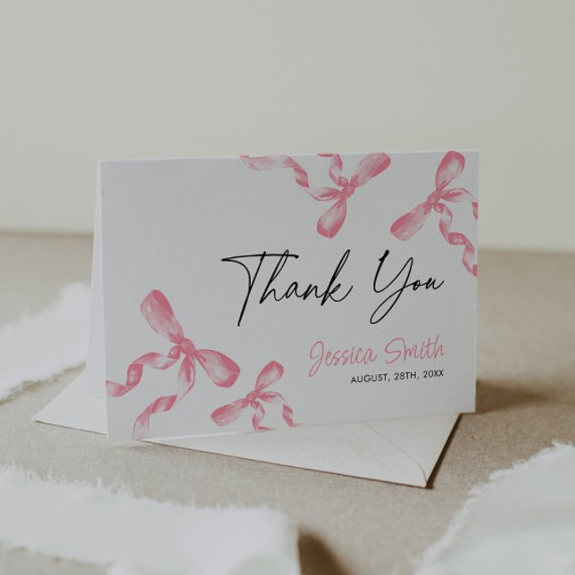 Pink Bow  Thank You Card (Creator Uploaded)