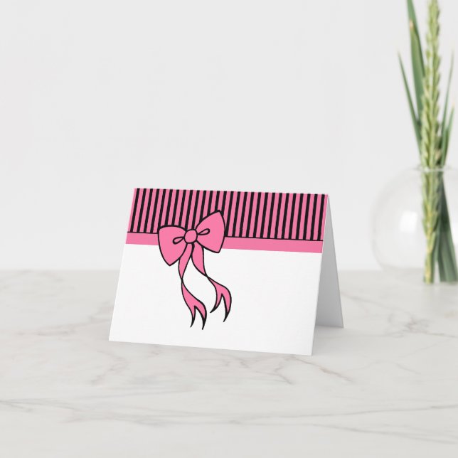 Pink Bow Thank You Card (Front)
