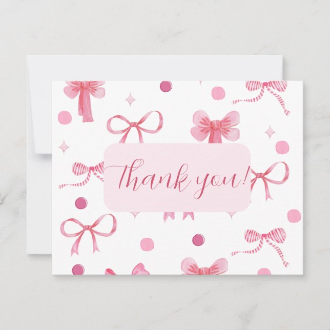 Pink Bow Thank you card (Front)
