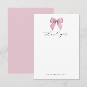 Pink Bow Thank You Card