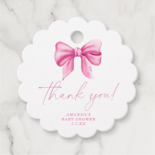 Pink Bow Thank You Card Favour Tags