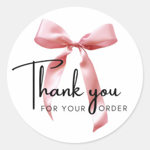 Pink Bow Thank You For Your Order Classic Round Sticker