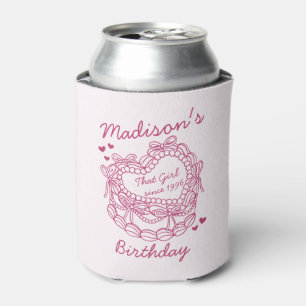 Pink Bow That Girl Heart Coquette Cake Birthday Can Cooler
