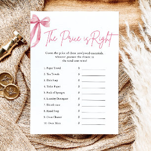 Pink Bow The Price is Right Bridal Shower Game Invitation