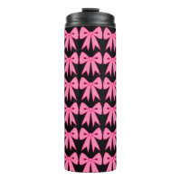 Pink Bow Thermal Tumbler