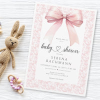 Pink Bow Toile Girl Baby Shower