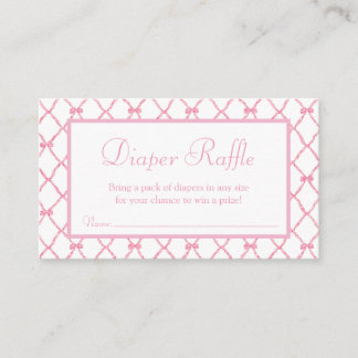 Pink Bow Trellis Baby Shower Diaper Raffle Card