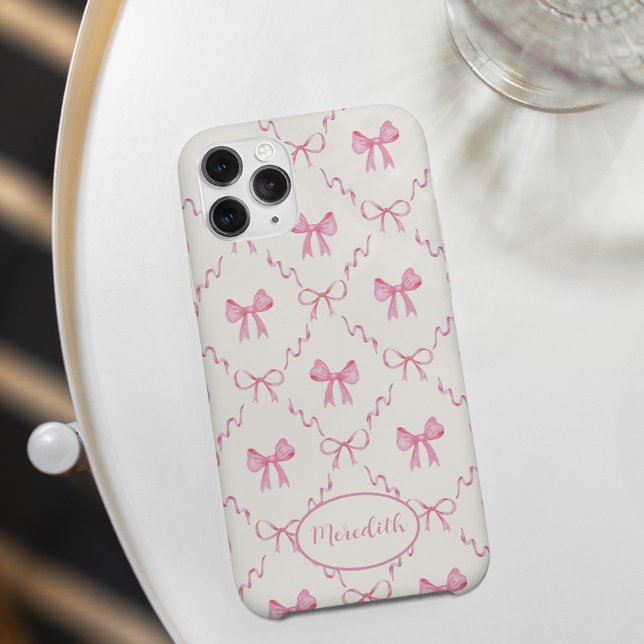 Pink Bow Trellis Coquette Pattern  Case-Mate iPhone Case (Creator Uploaded)
