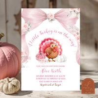 Pink Bow Turkey Baby Shower Invitation