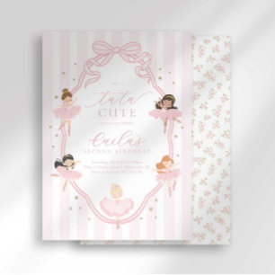 Pink Bow Tutu Cute Ballerina Birthday Invitation