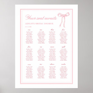 Pink Bow Tying The Knot 12 Tables Seating Chart