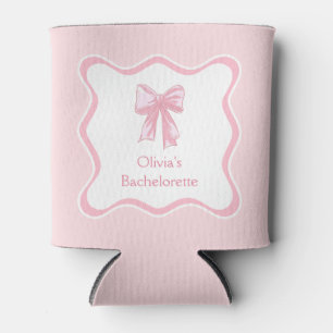 Pink Bow Tying the Knot Bachelorette Party Can Cooler