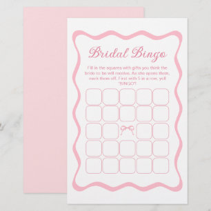  Pink Bow Tying the knot Bridal Shower Bingo Game