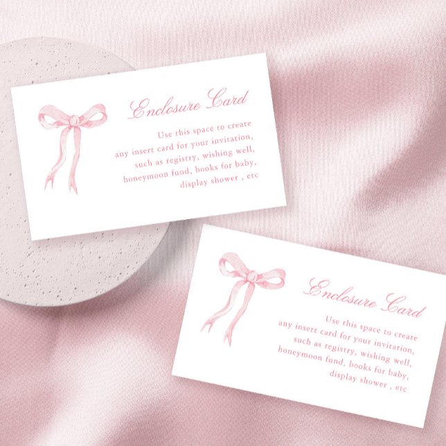 Pink Bow Tying The Knot Bridal Shower Custom Enclosure Card (Creator Uploaded)
