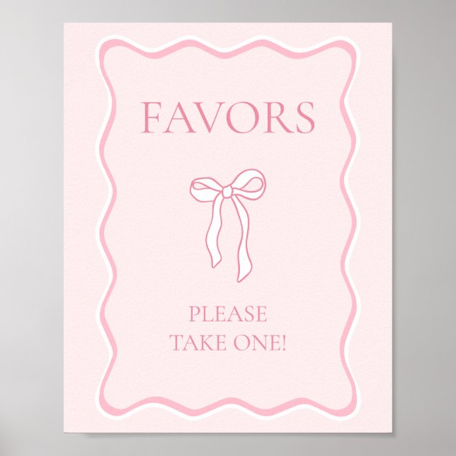 Pink Bow Tying the Knot Bridal Shower Favour Poster (Front)