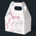 Pink Bow Tying the Knot Bridal Shower Gift Favour Box<br><div class="desc">Elevate your baby shower with this Coquette Pink Bow Party Decor! This timeless design adds a touch of elegance and charm to any event, featuring a beautifully crafted bow adorned with delicate pink hues. This collection is sure to impress your guests and create lasting memories and perfect for adding some...</div>