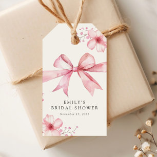 Pink Bow Tying the Knot Bridal Shower Gift Tags