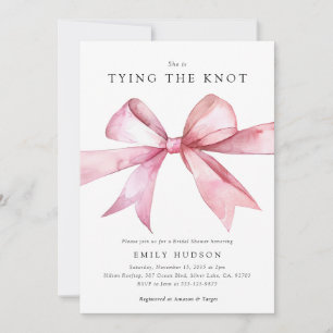 Pink Bow Tying the Knot Bridal Shower Invitation