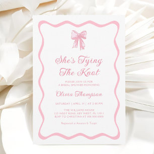 Pink Bow Tying the Knot Bridal Shower Invitation