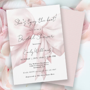Pink Bow Tying the Knot Bridal Shower Invitation