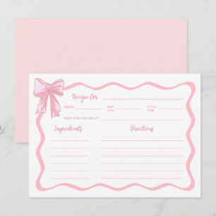 Pink Bow Tying the knot Bridal Shower Recipe Card