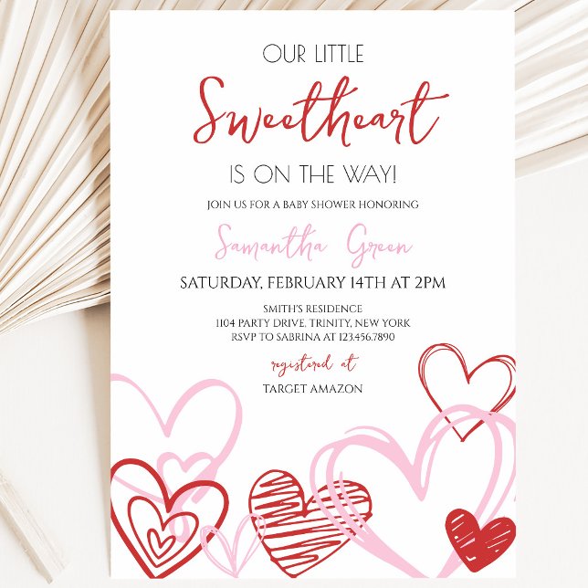 Pink Bow Valentine Baby Shower Invitation (Creator Uploaded)