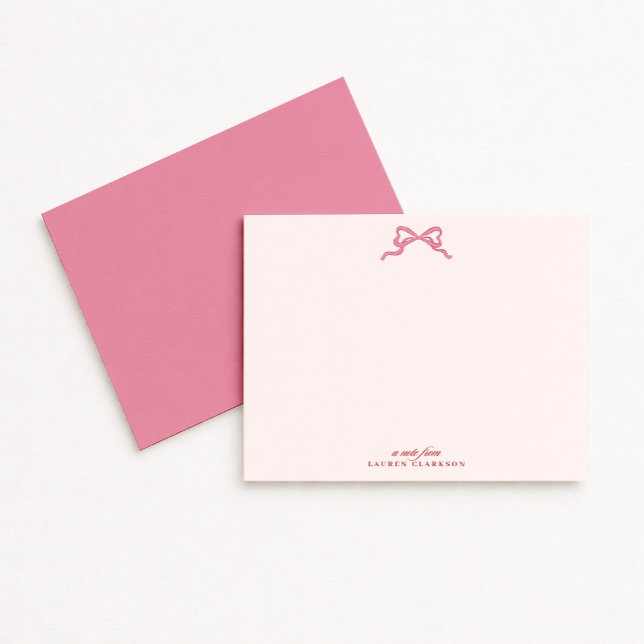 Pink Bow Valentine’s Day Note Card (Creator Uploaded)