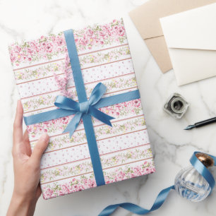 Pink Bow Vintage Coquette Baby Shower Wrapping Paper