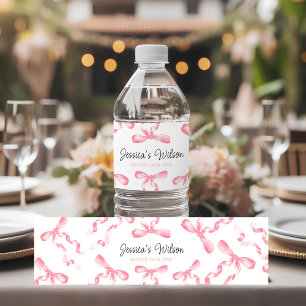 Pink Bow  Water Bottle Label