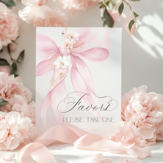 Pink Bow watercolor Favours baby shower Poster (Creator Uploaded)