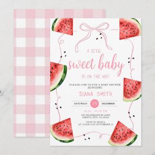 Pink Bow Watermelon Baby Shower Invitation
