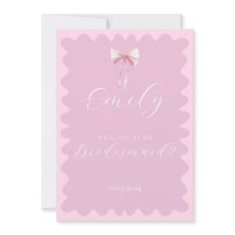 Pink bow wavy will you be my bridesmaid proposal