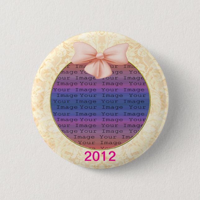 Pink Bow Wedding Button (Front)