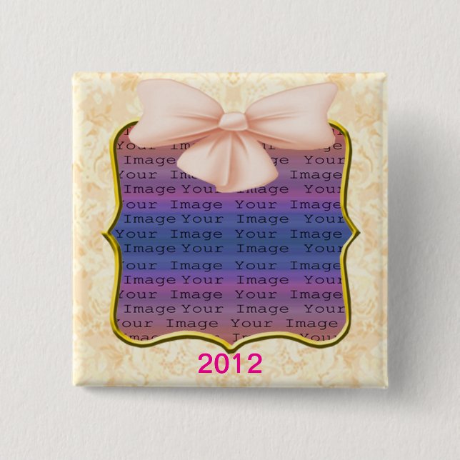 Pink Bow Wedding Button (Front)