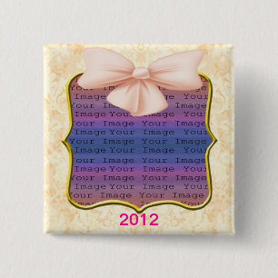 Pink Bow Wedding Button