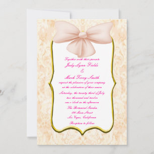 Pink Bow Wedding Invitation