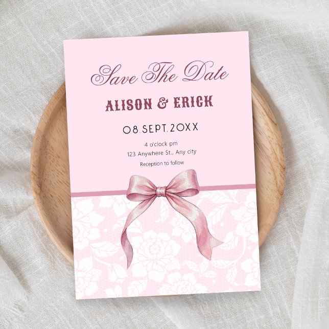 Pink Bow wedding Save The Date (Creator Uploaded)
